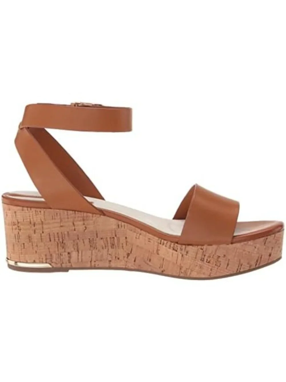 Franco Sarto Brown Cork Wedge Sandals with Ankle Strap, Size 10M - New
